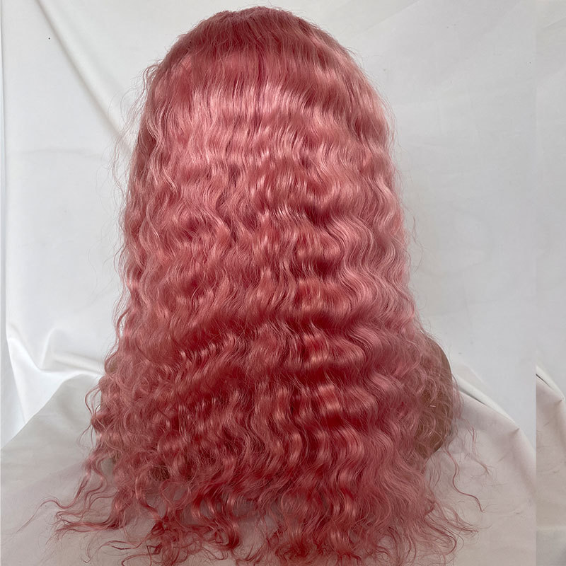 Pink Lace Front Human Hair Wigs Deep Wave Transparent Lace Colored  Curly Lace Wigs 13X4 Brazilian Human Hair Lace Front Wigs For Women