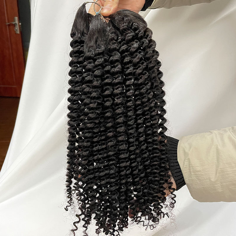 Kinky Curly Hair Extensions 200pc/Lot Feather Line Hair Extensions 100% Human Hair Extensions 18-24inch Curly Hair Extensions For Women Natural Color