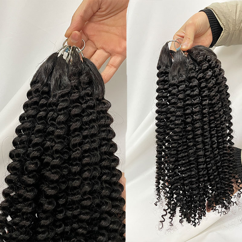 Kinky Curly Hair Extensions 200pc/Lot Feather Line Hair Extensions 100% Human Hair Extensions 18-24inch Curly Hair Extensions For Women Natural Color