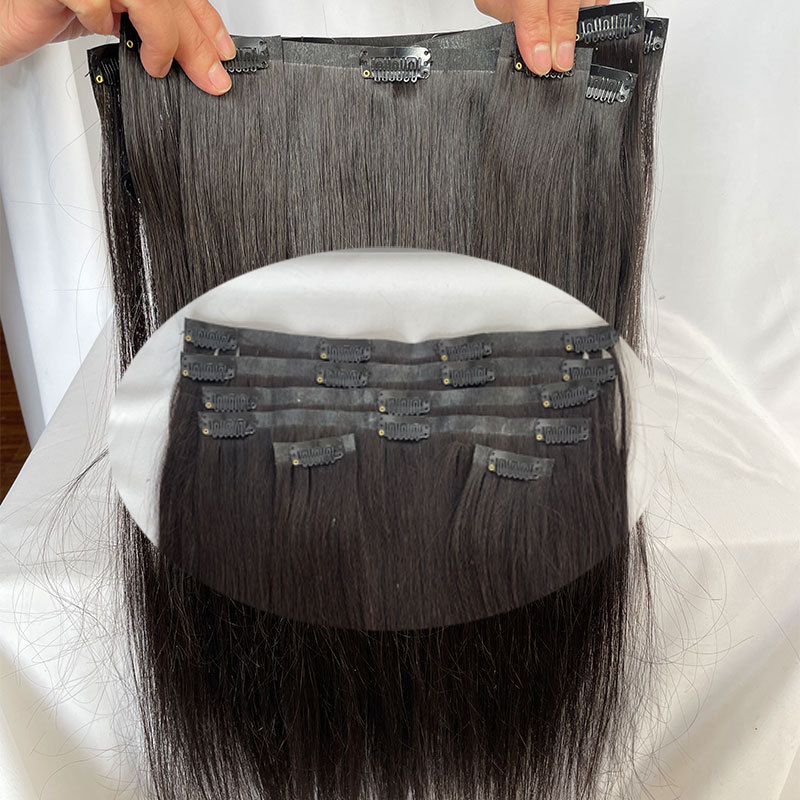 Seamless Tape Clip In Hair Extensions 6Pcs/Set Hair Extensions Clip in Human Hair Invisible PU Skin Weft Natural Remy  Human Hair Extensions 120G Straight Hair