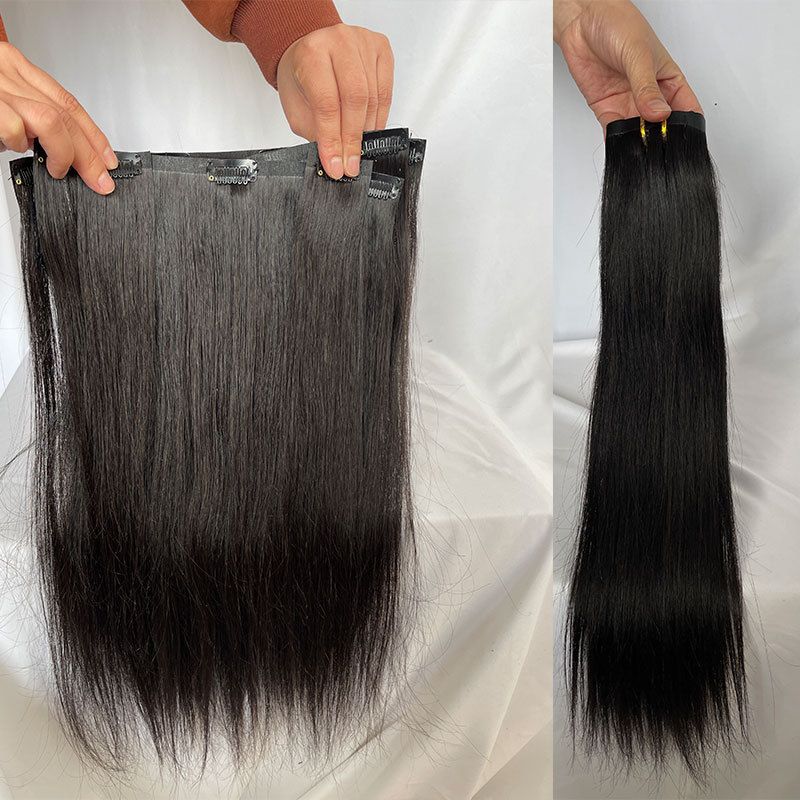 Seamless Tape Clip In Hair Extensions 6Pcs/Set Hair Extensions Clip in Human Hair Invisible PU Skin Weft Natural Remy  Human Hair Extensions 120G Straight Hair