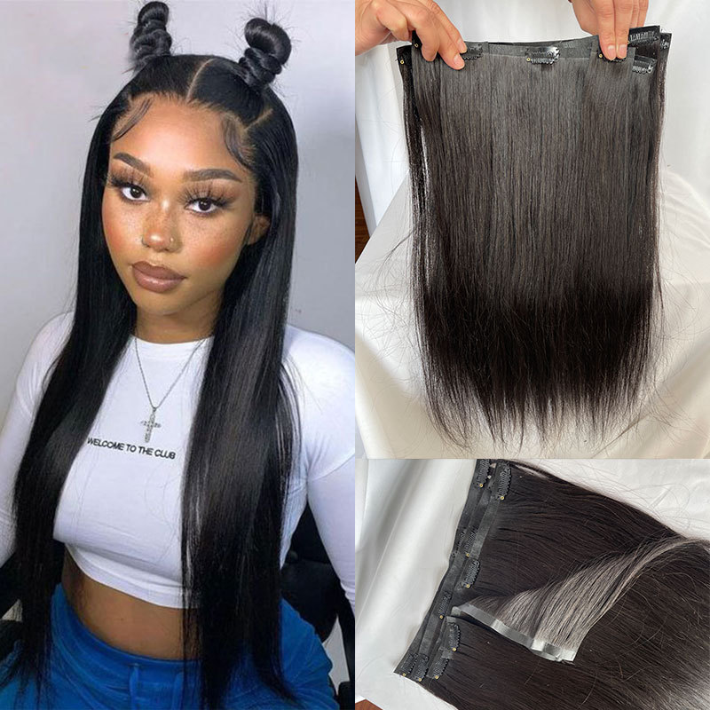 Seamless Tape Clip In Hair Extensions 6Pcs/Set Hair Extensions Clip in Human Hair Invisible PU Skin Weft Natural Remy  Human Hair Extensions 120G Straight Hair