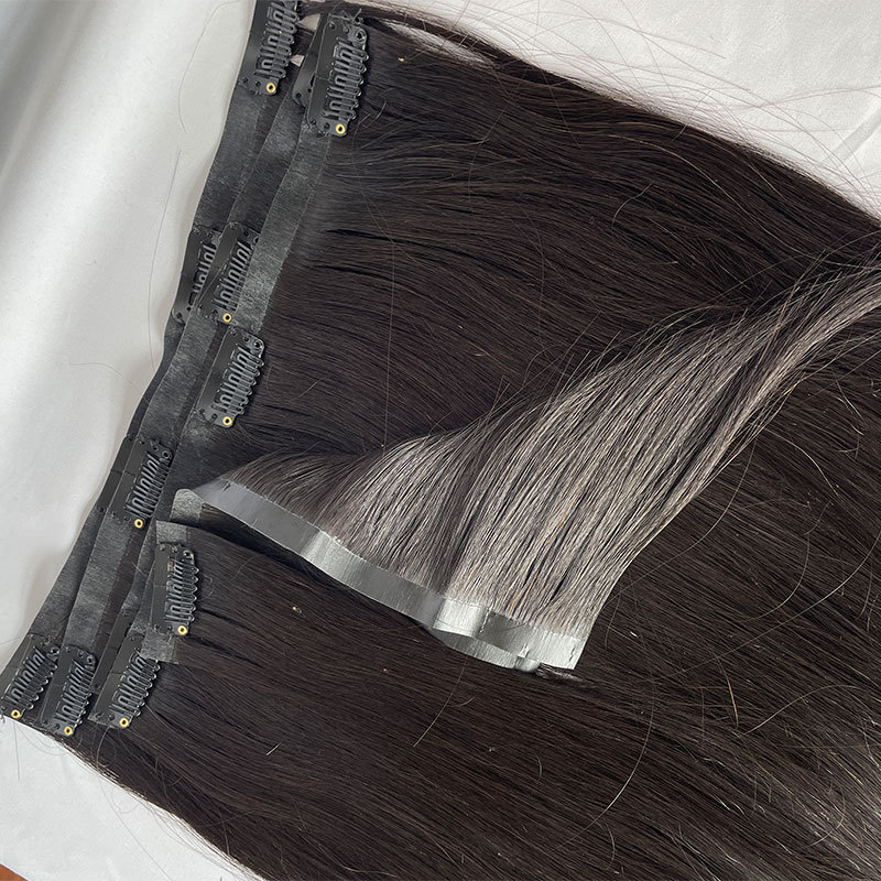 Seamless Tape Clip In Hair Extensions 6Pcs/Set Hair Extensions Clip in Human Hair Invisible PU Skin Weft Natural Remy  Human Hair Extensions 120G Straight Hair