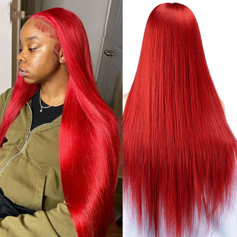 Colored Human Hair Wigs T Part Lace Frontal Wig Brazilian Human Hair Straight Lace Wigs For Women 13X4X1 Hair Wigs Pink Color 150%Density