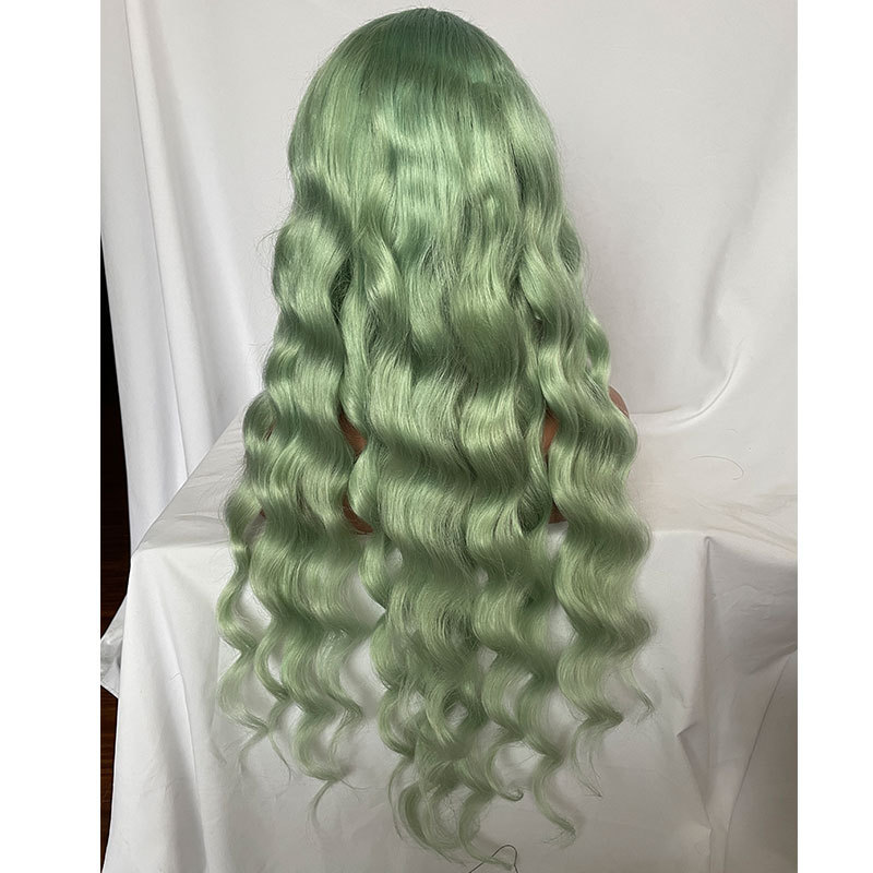 Transparent Lace Colored Human Hair Wigs T Part Wig Loose Wave 13x4x1 Lace Front Human Hair Wigs For Black Women Brazilian Remy Light Green 180% Density