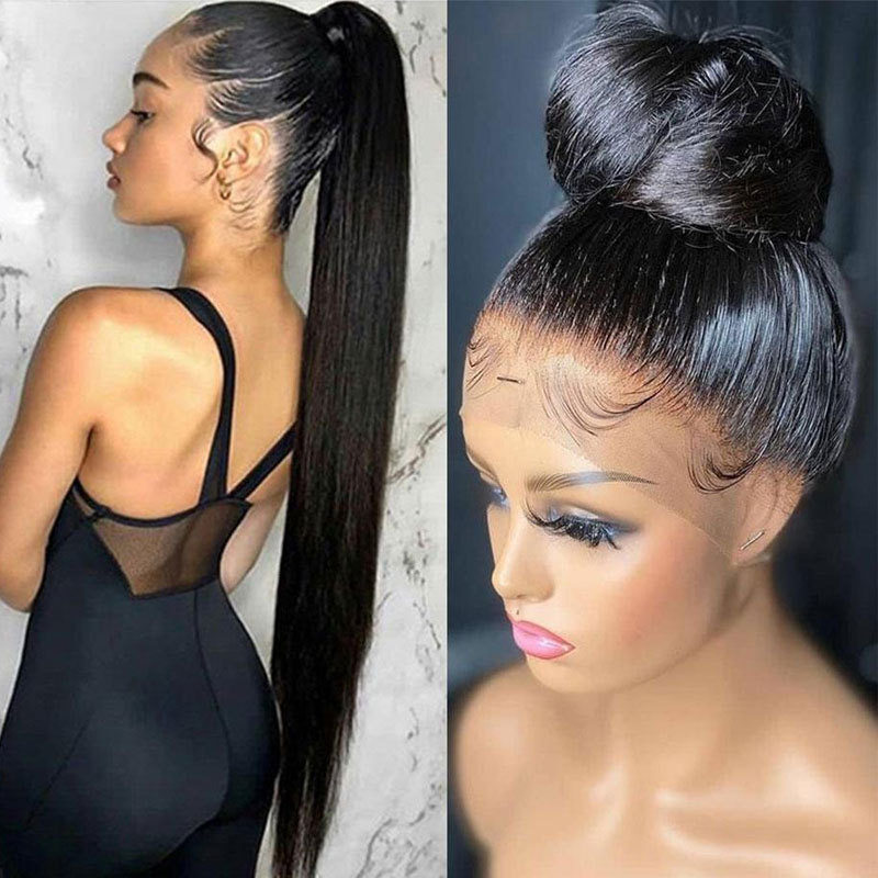 Lace Frontal Human Hair Wigs 360 Lace Frontal Wig Brazilian Remy Long Silk Straight Lace Frontal Wigs For Women Transparent Lace Wig