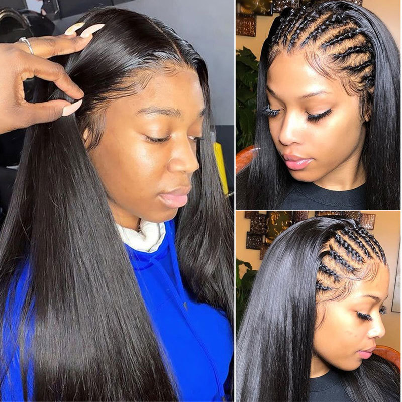 Lace Frontal Human Hair Wigs 360 Lace Frontal Wig Brazilian Remy Long Silk Straight Lace Frontal Wigs For Women Transparent Lace Wig