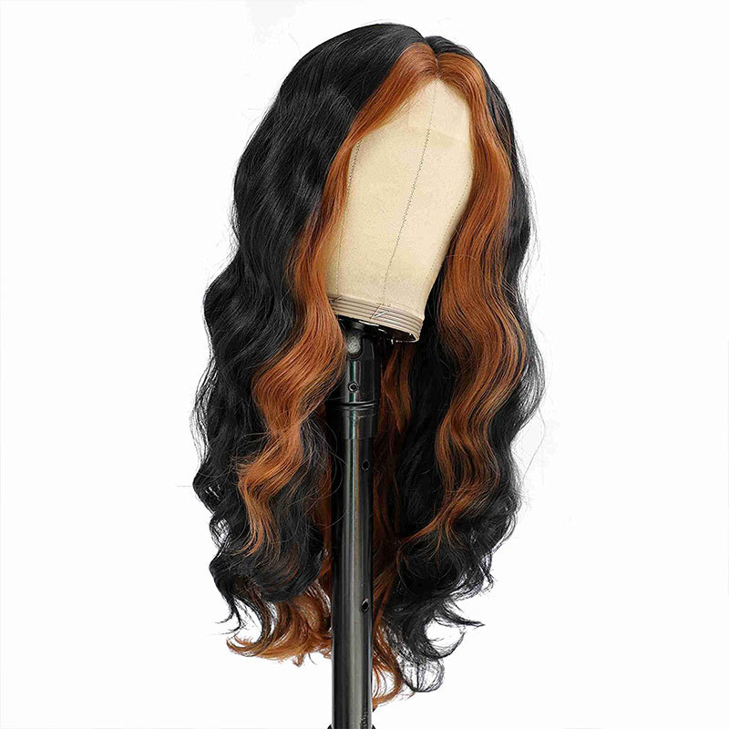 Highlight Black Wig T Part 13x4x1 Human Hair Brazilian Glueless Wig Red Colored Human Hair Wigs For Women Body Wave Lace Front Wig
