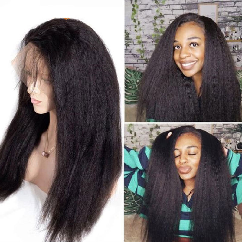 Yaki 360 Human Hair Lace Frontal Wigs Kinky Straight Lace Front Human Hair Wigs Lace Frontal Glueless Wig For Blace Women