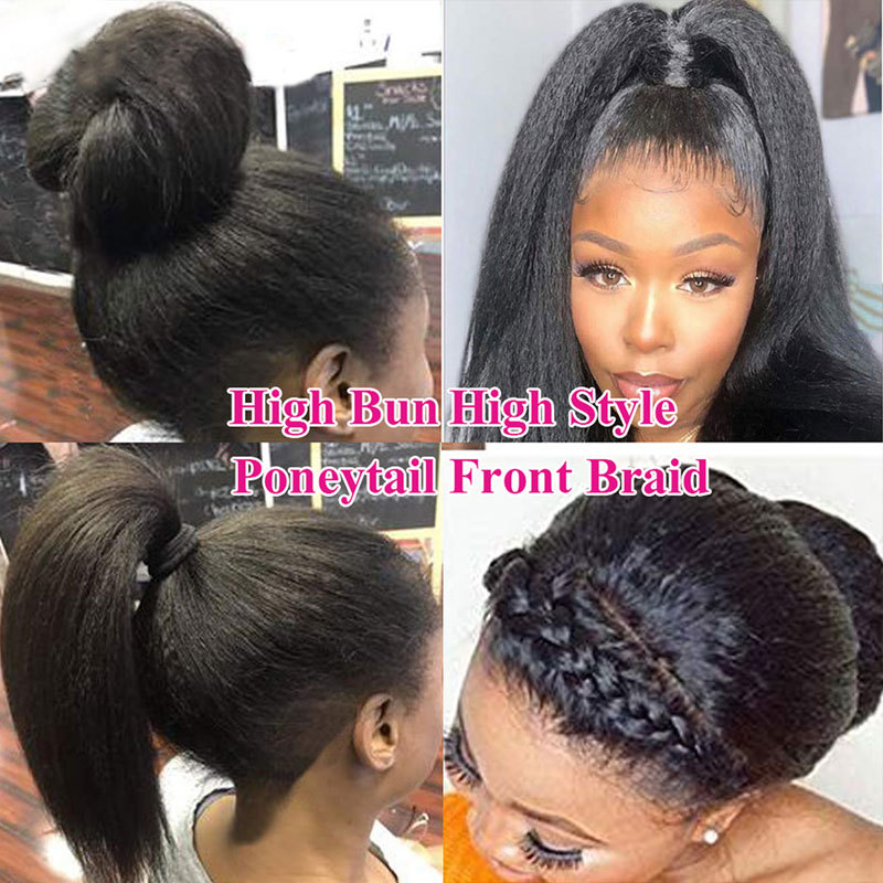 Yaki 360 Human Hair Lace Frontal Wigs Kinky Straight Lace Front Human Hair Wigs Lace Frontal Glueless Wig For Blace Women