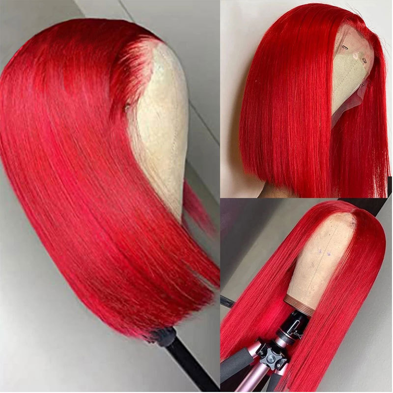 Orange Ginger Human Hair Straight Wigs BOB Wig 13x4 Lace Front Human Hair Wigs Transparent Lace Wig For Black Women Brazilian Remy Hair 180% Density