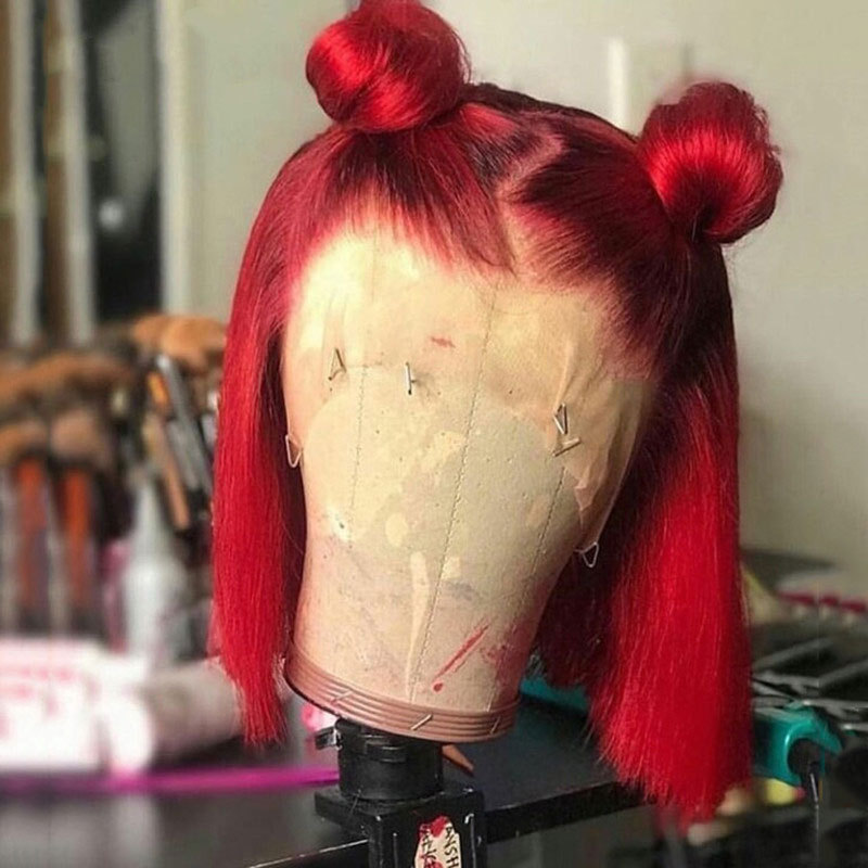 Orange Ginger Human Hair Straight Wigs BOB Wig 13x4 Lace Front Human Hair Wigs Transparent Lace Wig For Black Women Brazilian Remy Hair 180% Density