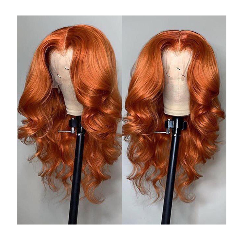 Orange Lace Frontal Human Hair Wig Brazilian Body Wave Ginger Lace Front Wig 180 Density Colored Human Hair Wigs T Part Lace Wigs For Women 13X4 Hair Wigs
