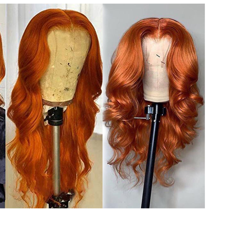 Orange Lace Frontal Human Hair Wig Brazilian Body Wave Ginger Lace Front Wig 180 Density Colored Human Hair Wigs T Part Lace Wigs For Women 13X4 Hair Wigs