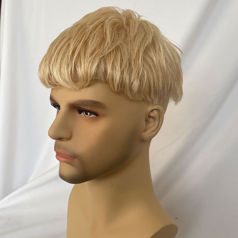 Cut Style Toupee For Men Human Hair Men Wigs 8X10 Lace With PU Toupee Blonde Color613 Replacement System Hair Pieces Men Toupee