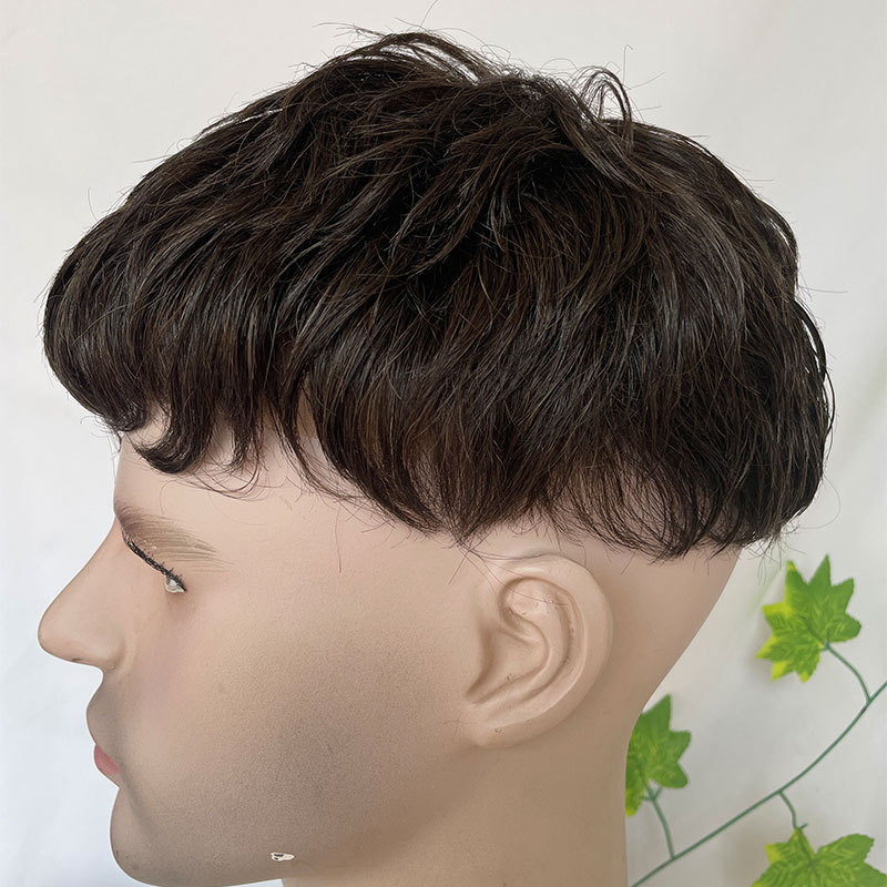 Men's Toupee Human Hair 8x10 Hairpiece For Mens Hair Replacement System Bases Short Touppe Men Wigs Swiss Lace Toupee Ombre 60# Color 3inch Cut Wigs