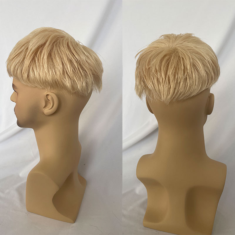 Cut Style Toupee For Men Human Hair Men Wigs 8X10 Lace With PU Toupee Blonde Color613 Replacement System Hair Pieces Men Toupee