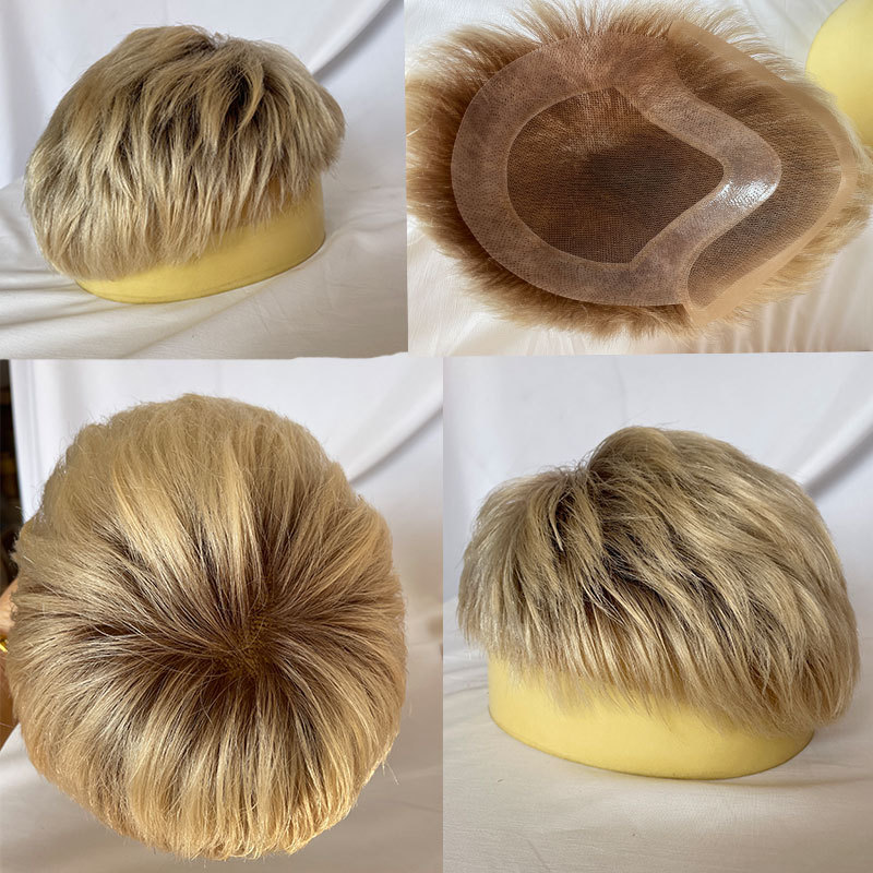 Mens Short Black Wigs Touppe For Men Human Hair Swiss Lace With PU Toupee Hair Men Wigs Replacement System Cut 3inch 4# Color White Hair Toupee 8x10