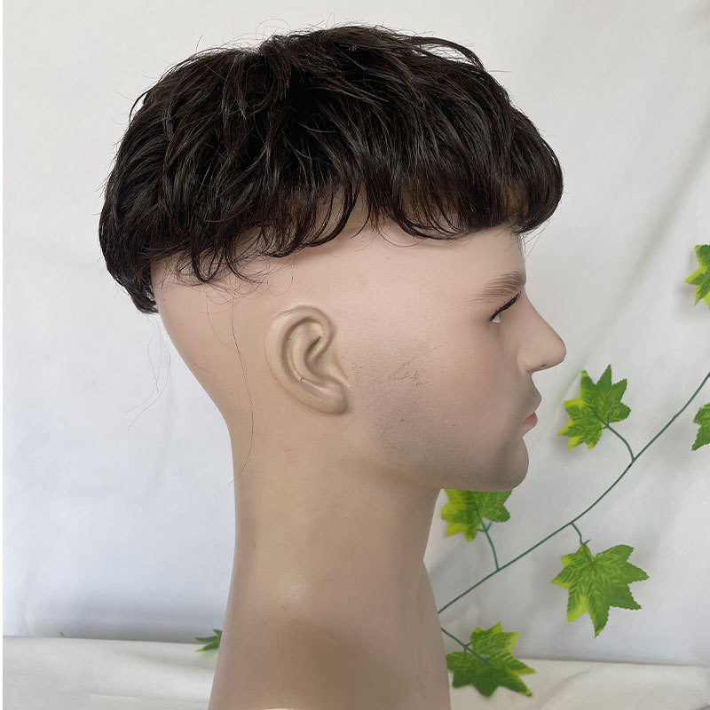 Men's Toupee Human Hair 8x10 Hairpiece For Mens Hair Replacement System Bases Short Touppe Men Wigs Swiss Lace Toupee Ombre 60# Color 3inch Cut Wigs