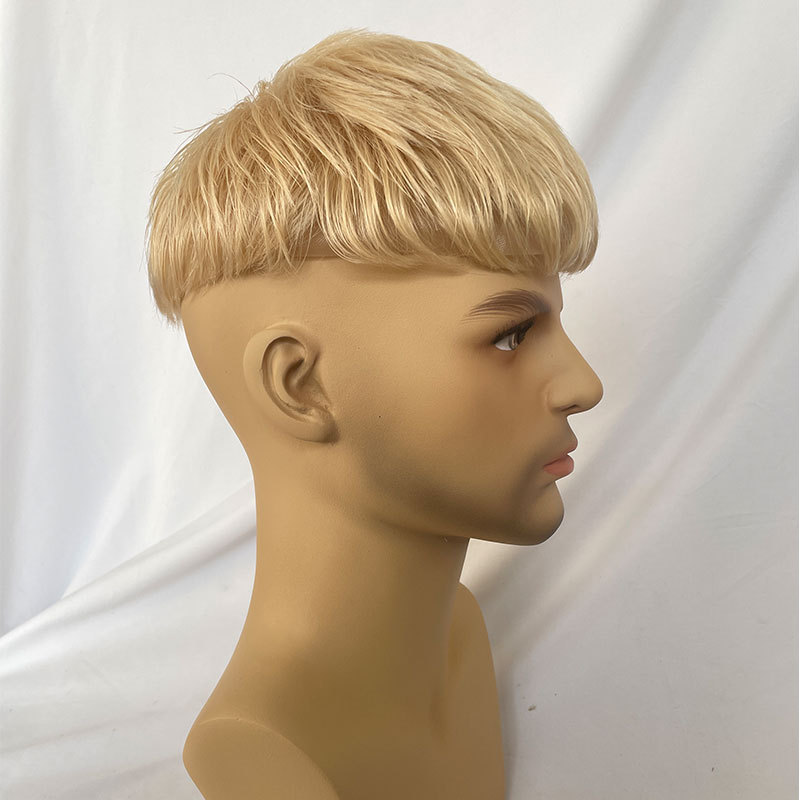 Cut Style Toupee For Men Human Hair Men Wigs 8X10 Lace With PU Toupee Blonde Color613 Replacement System Hair Pieces Men Toupee