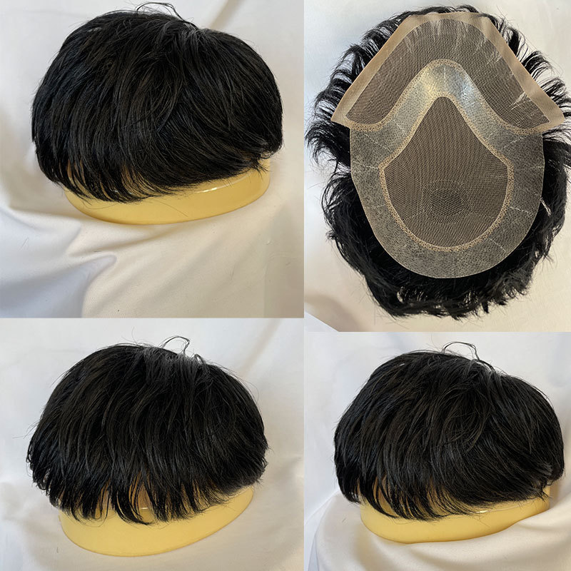 Toupee For Men Human Hair Men Wigs 8X10 Lace With PU Toupee Blonde Color613 Replacement System Hair Pieces Men Toupee