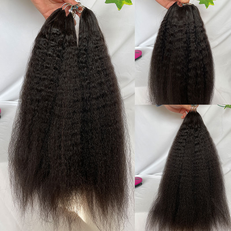 Long Hair Extension 18-24Inch 200pc/Lot Feather Hair Extension 100% Remy Human Hair Extensions Feather Wig Kinky Straight Hair Natural Color