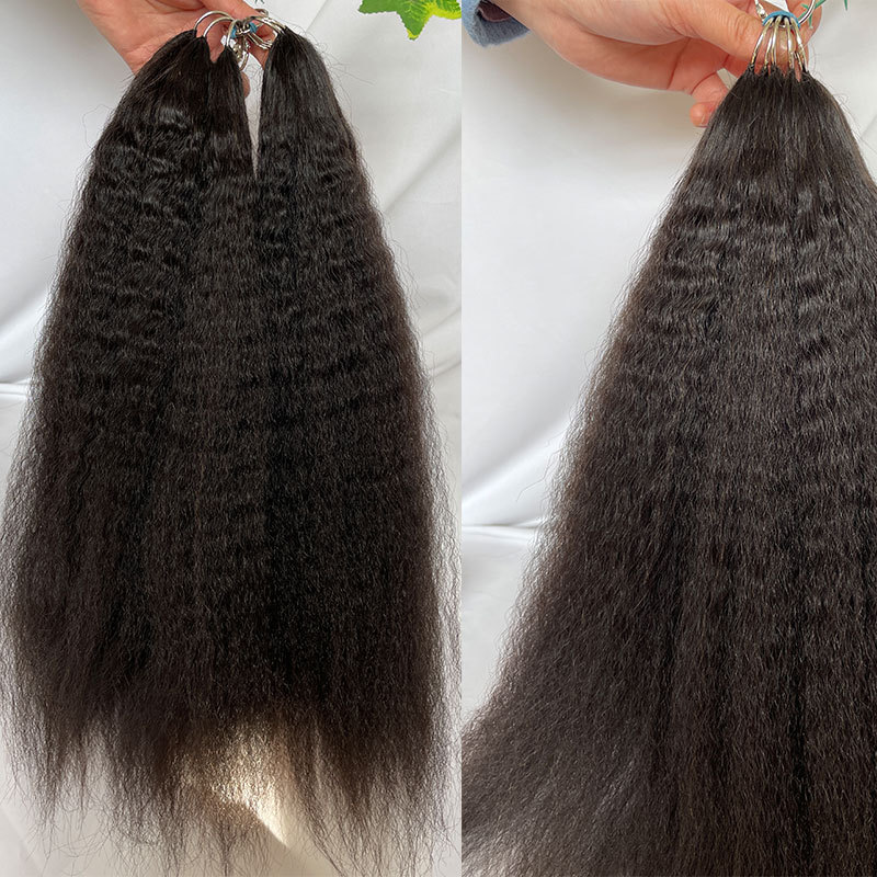 Long Hair Extension 18-24Inch 200pc/Lot Feather Hair Extension 100% Remy Human Hair Extensions Feather Wig Kinky Straight Hair Natural Color