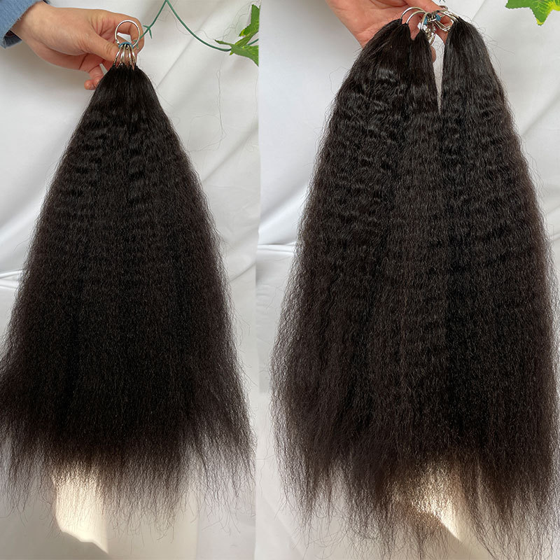 Long Hair Extension 18-24Inch 200pc/Lot Feather Hair Extension 100% Remy Human Hair Extensions Feather Wig Kinky Straight Hair Natural Color