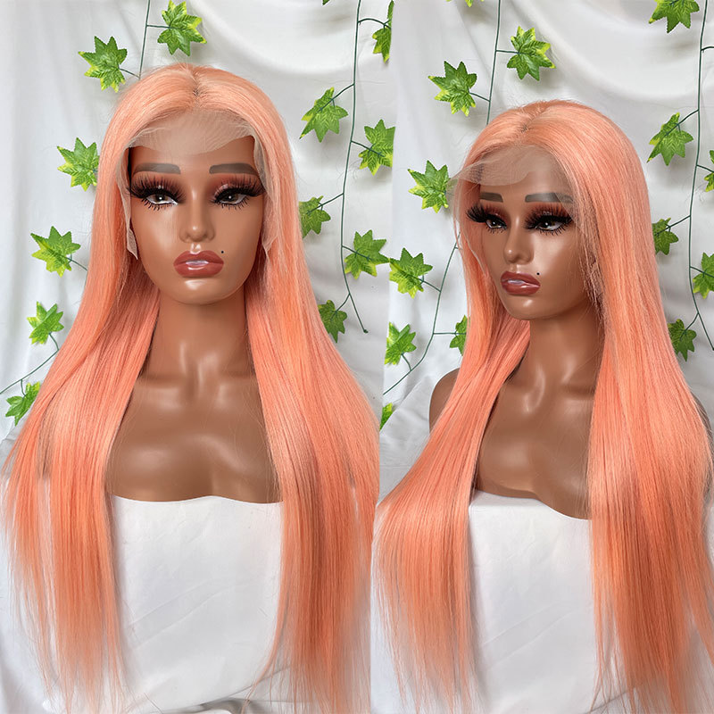 Colored Human Hair Wigs For Women Green Straight Wigs Remy Brazilian Human Hair 13X4 Lace Front Wig For Women Bleached Knots Pre Plucked