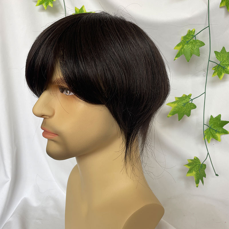Voloria Thick Skin Base Toupee 100% Remy Human Hair Replacement Systems Hair Pieces For Men's Toupee 9.5x8.5inch Natural Color