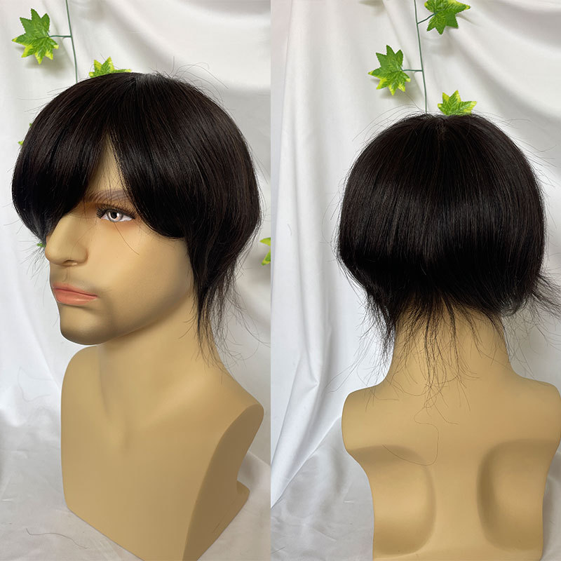 Voloria Thick Skin Base Toupee 100% Remy Human Hair Replacement Systems Hair Pieces For Men's Toupee 9.5x8.5inch Natural Color