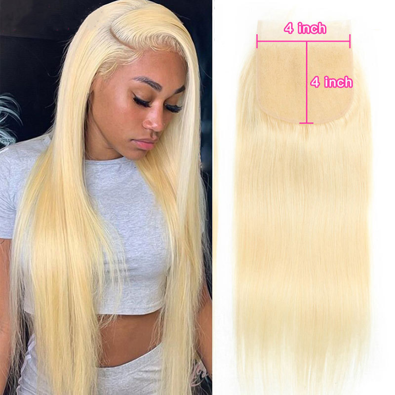 4x4 Lace Closure 613 HD Blonde Straight Hair Closure Human Hair Brazilian Hair Body Wave Lace Closure Remy Hair Pre Plucked Lace Closure For Black Women