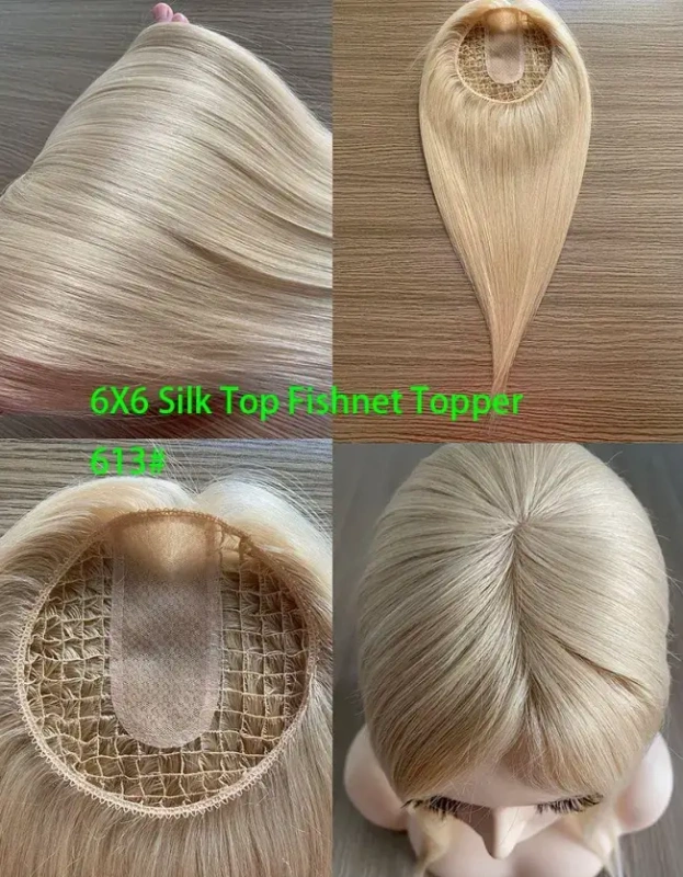Fishnet Topper for Women Hair Loss Silk Top Topper For Thinning Hair Human Hair Toupee for Women