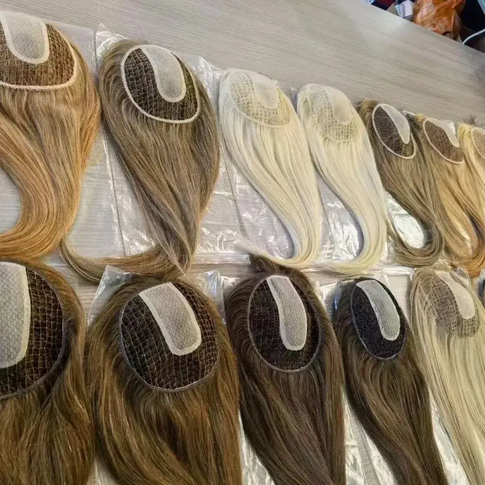 Fishnet Topper for Women Hair Loss Silk Top Topper For Thinning Hair Human Hair Toupee for Women