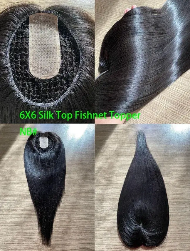 Fishnet Topper for Women Hair Loss Silk Top Topper For Thinning Hair Human Hair Toupee for Women