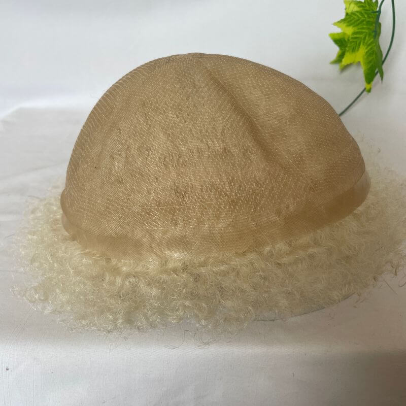 Voloria Toupee Afro Curly White Color Human Hair 10X8 inch 6-8mm Curly Human Hair Mens Hairstyles 360 Men Wave Swiss Full Lace Curly Wigs Toupee