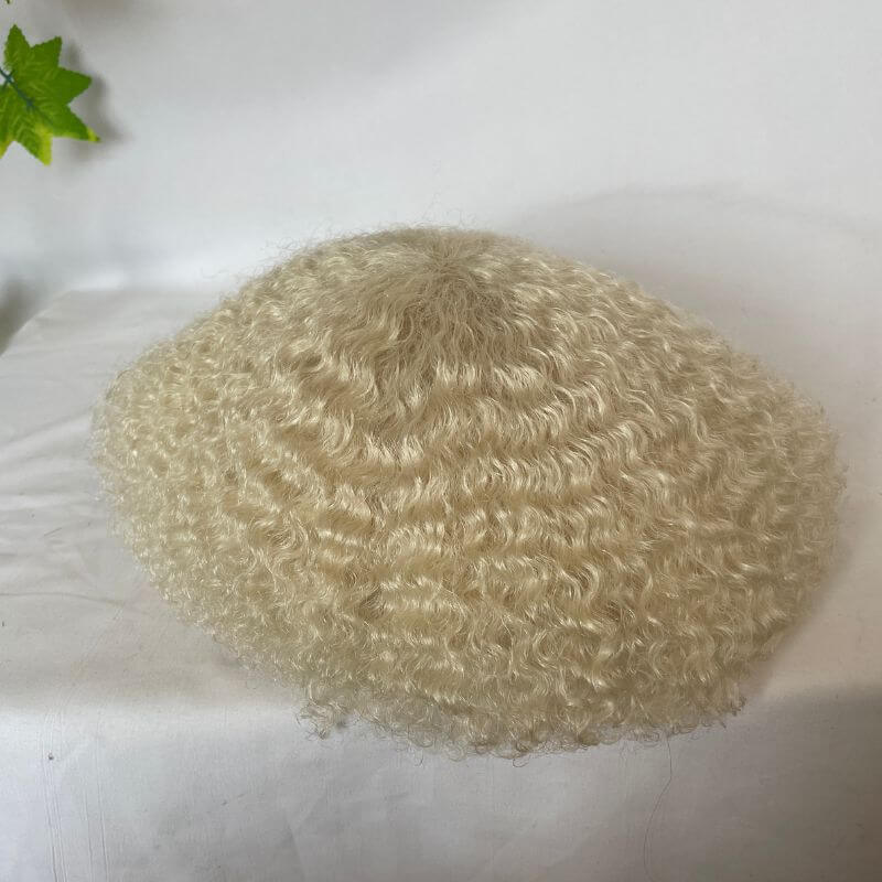 Voloria Toupee Afro Curly White Color Human Hair 10X8 inch 6-8mm Curly Human Hair Mens Hairstyles 360 Men Wave Swiss Full Lace Curly Wigs Toupee