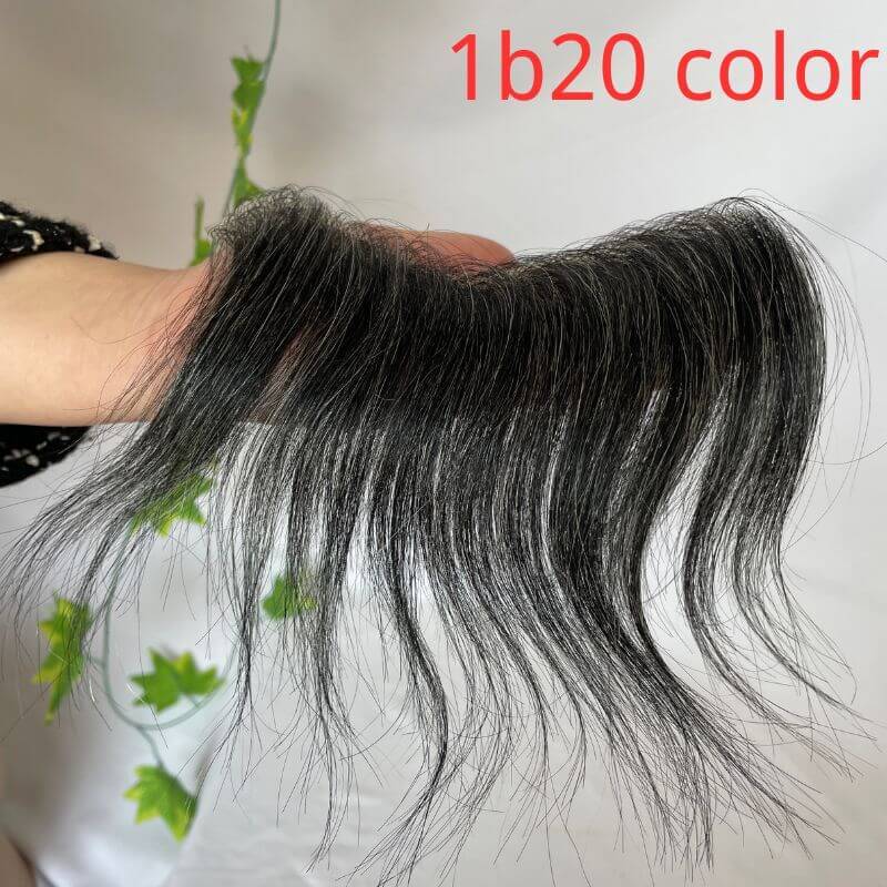 Men's Toupee 100% European Hair System V Shape Human Hairline 1B 20 Toupee For Men Replacement System V Frontal Toupee Thin Skin PU 6inch 3x17 cm 1B Human Hair Mixed 20% Gray Synethetic Hair