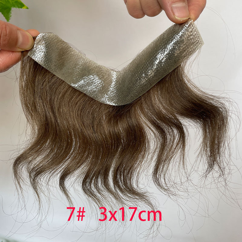 Men Frontal Hairline Toupee 100% Human Hair Skin PU Man Hairpieces Topper For Natural Hairline Replaceme #2 Dark Brown Color Toupee For Men Replacement System V Frontal Toupee 4x18CM