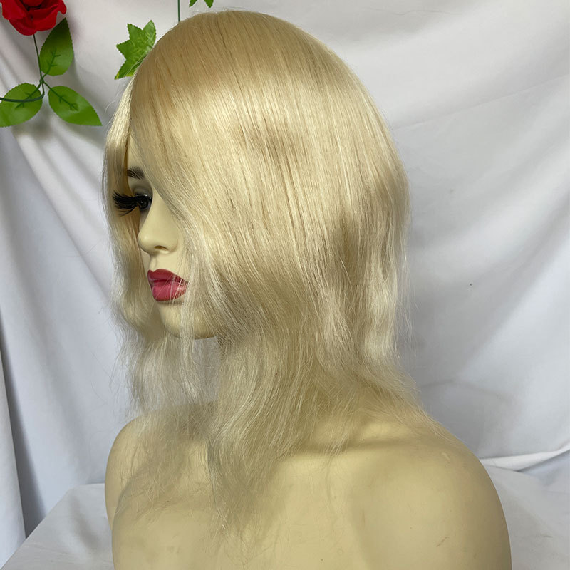12inch Long Hair Toppers For Women Real Virgin Human Hair Toppers Hair Pieces For Women PU Thin Skin 10X8 Blonde Color 613 Toupee For Women