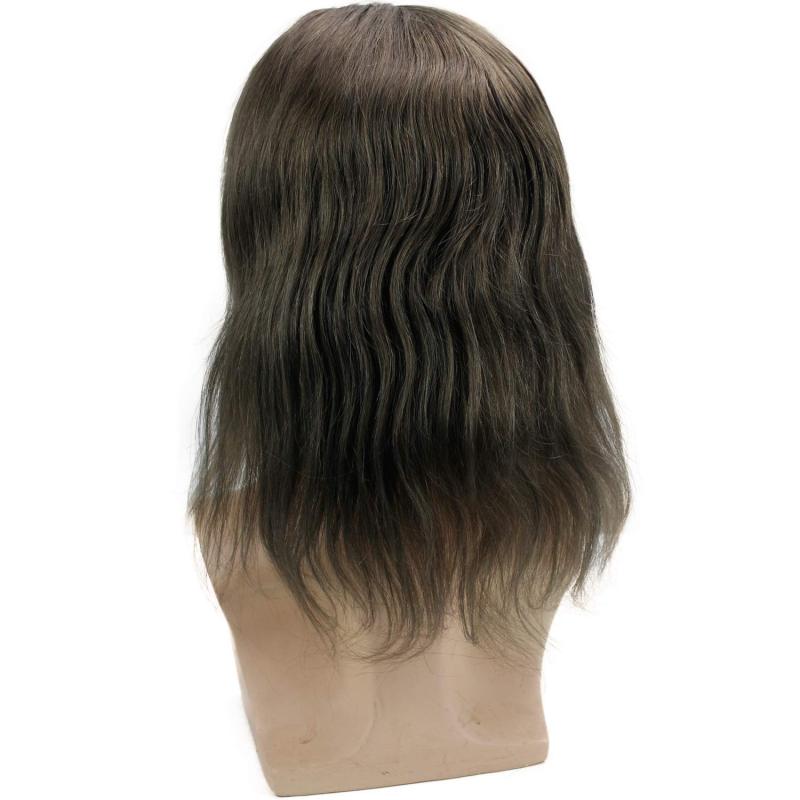 Long Hair Men's Toupee 12inch 100% Virgin Human Hair Toupee Replacement Systems For Men Wigs 10"x8" Base Size Brown Ombre Ash Blonde Color