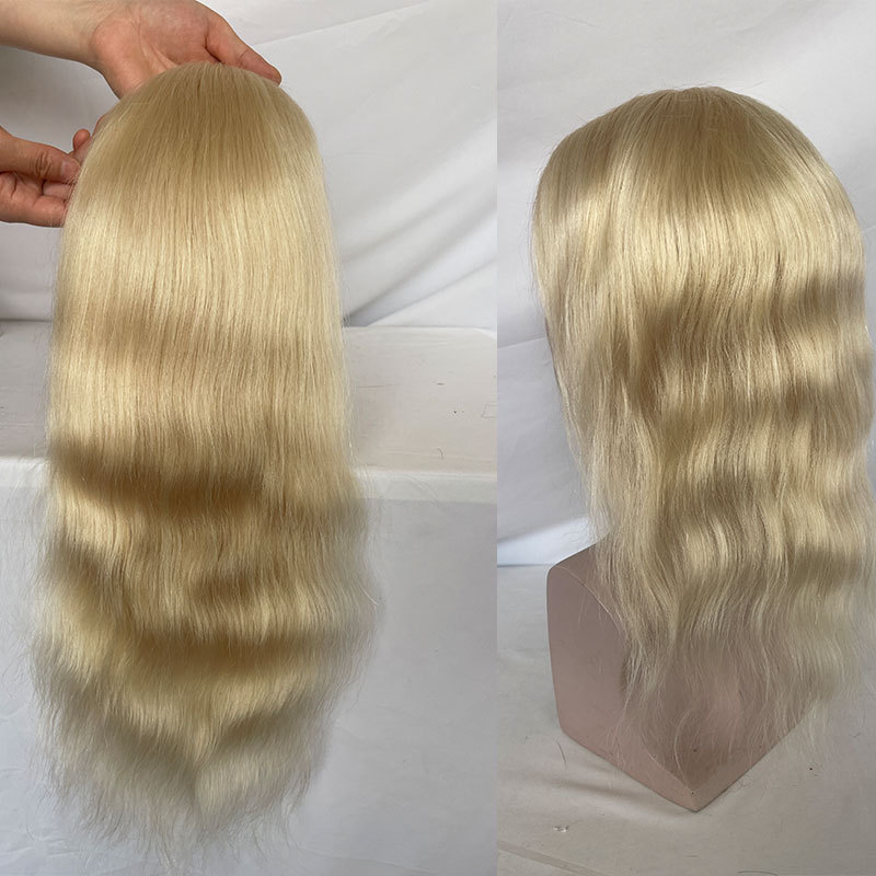 12inch Long Human Hair Blonde 613# Men's Toupee 8x10inch Mono Base Mens Hair System Front Men Toupee Natural Hairline Hair Piece For Black Men