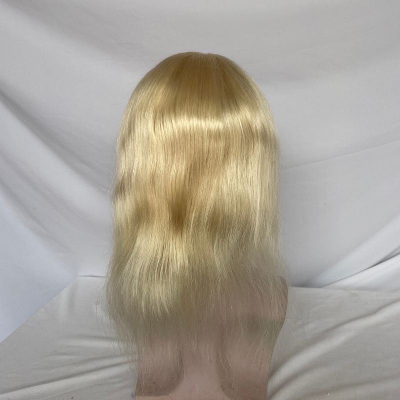 12 Inch Long Hair Men's Toupee 100% Remy Human Hair Toupee Replacement Systems For Men Wigs 613 Blonde Color