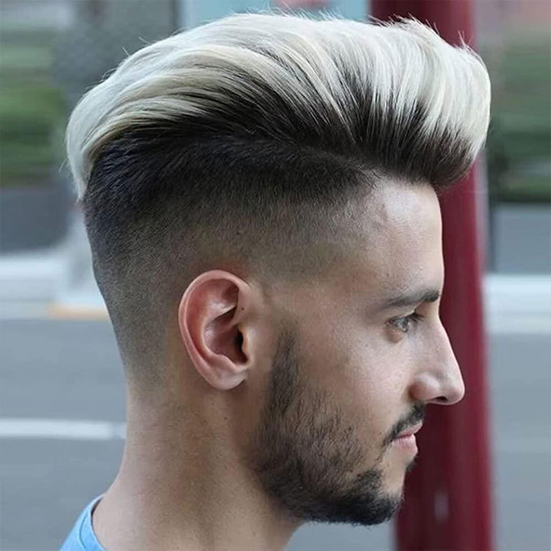 Human Hair Toupee Swiss Lace Front T1B/60 Platinum Blonde Color Hairpieces Durable 8x10" Replacement System Men's Wig