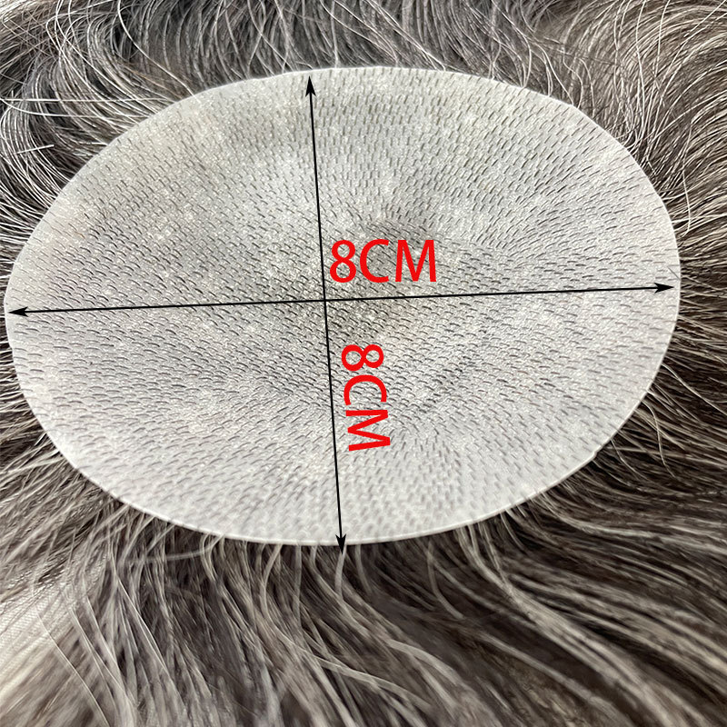 Thin Skin PU Bald Spot Hair Patches Toupee For Men 8CM X 8CM V-Looped Hair Piece Glue On Hair Replacement System For Bald Spot Transparent Skin Toupee Patch European Remy Hairpieces For Bald Spots