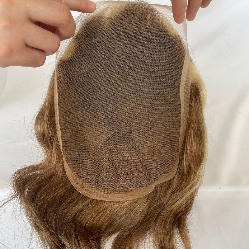 Toupee for Men Full French Lace 10X8 Inch Cap Base 4mixed 27 highlight 613 Front Colored  Mens Toupee 100% European Human Hair System