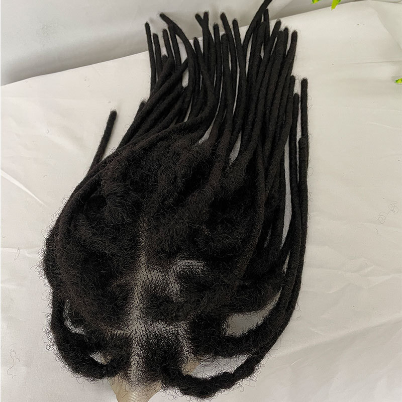 12inch Transparent Full Lace Base Afro Dreadlock Extensions Toupee For Men And Women 0.6cm Loc Extensions Human Hair Dreadlock Men Wigs