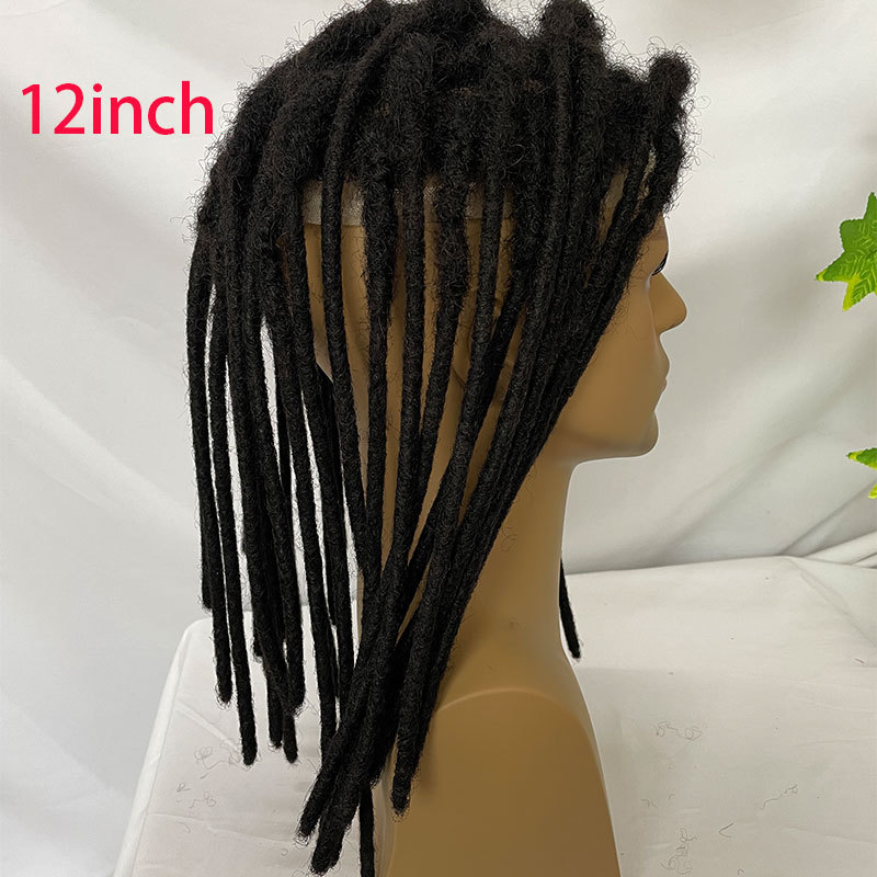12inch Transparent Full Lace Base Afro Dreadlock Extensions Toupee For Men And Women 0.6cm Loc Extensions Human Hair Dreadlock Men Wigs