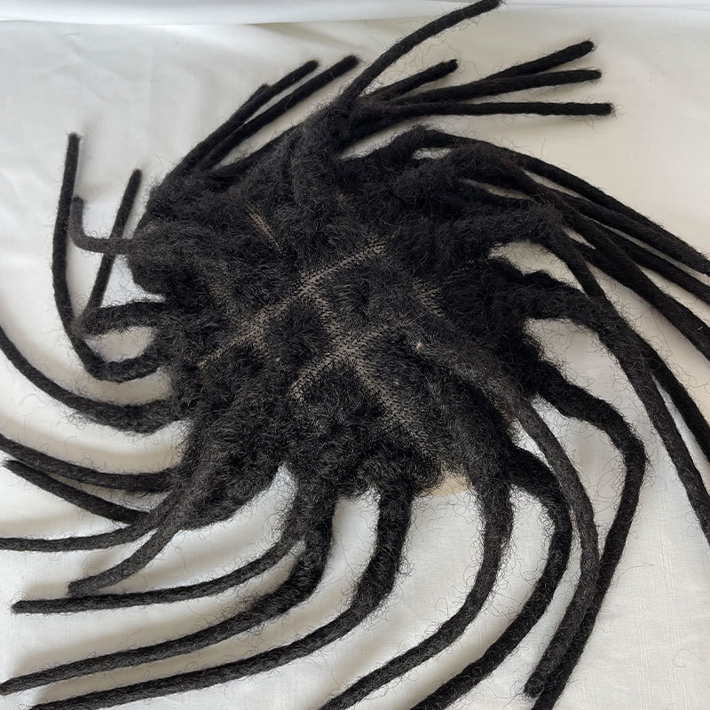 12inch Transparent Full Lace Base Afro Dreadlock Extensions Toupee For Men And Women 0.6cm Loc Extensions Human Hair Dreadlock Men Wigs