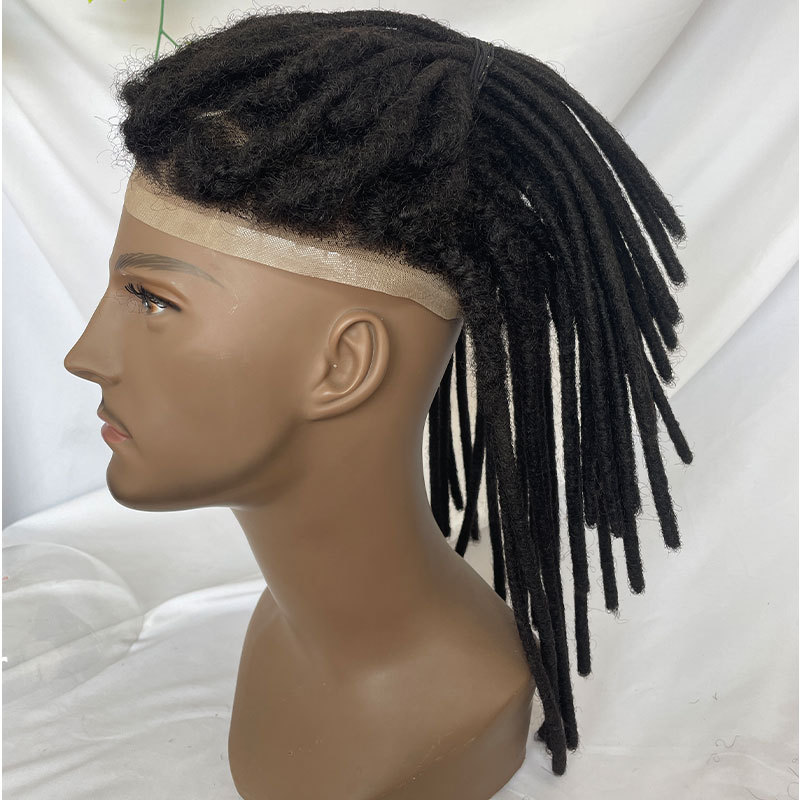 12inch Transparent Full Lace Base Afro Dreadlock Extensions Toupee For Men And Women 0.6cm Loc Extensions Human Hair Dreadlock Men Wigs